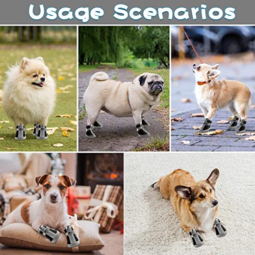 Image of KUTKUT Dog Boots for Hardwood Floors | Pack of 4pcs Breathable Dog Shoes with Anti-Slip Rugged Sole |Dog Hiking Boots with Reflective & Adjustable Strap Zipper Closure for Small /Medium Dogs