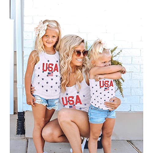 4th of July Tank Top for Women Kids USA American Flag Family Matching Outfits Girls Boy Sleeveless Patriotic Shirts2