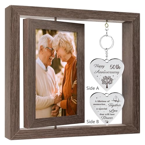 HELORAY 50th Anniversary Wedding Gifts for Couple Happy 50th Gold Anniversary Picture Frame Gift...