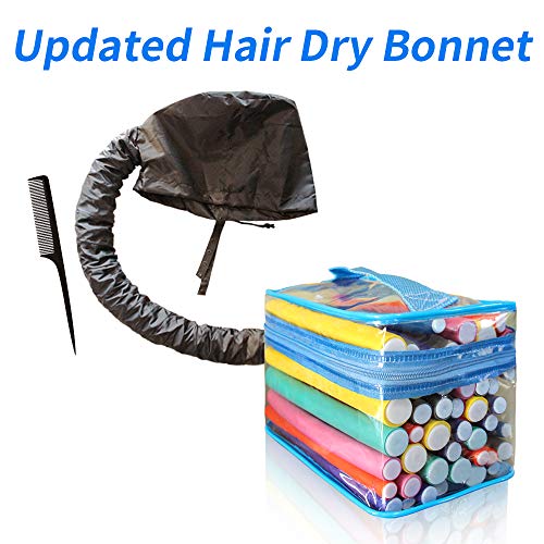 LIVINGPAL (3 In 1) 42-pack 7''Flexible Curling Rods, Twist and Flex Hair Curler Rollers Curling Rods +Hair Dryer Bonnet Attachment+Quality Comb