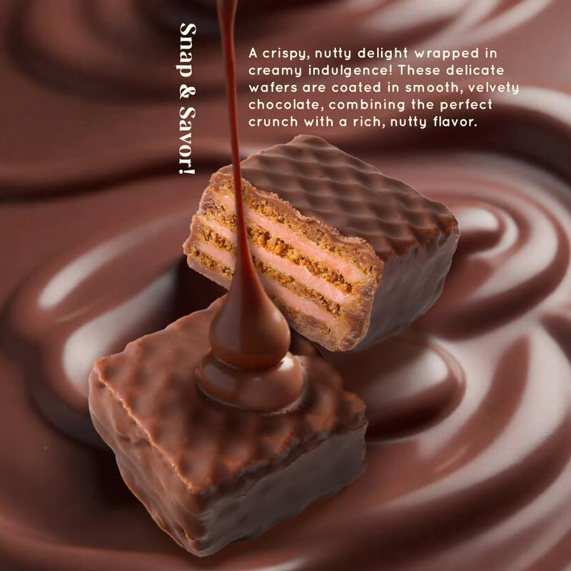 Image of Cacao Springs Premium Strawberry Waffrils Gift Box, Premium Choco & Nut Delicacy Waffle Chips, Great for Snacking, Premium Gift Hamper for Christmas Gifts, 12 Pieces in Each Box, 1 Box, 120gm