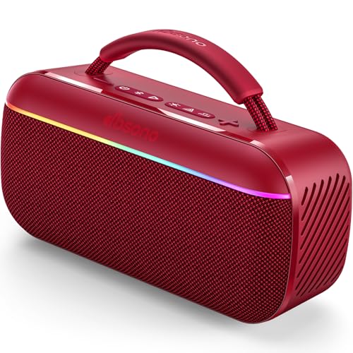 Image of dbsono Portable Bluetooth Speaker Wireless: 100W(Peak) SoundPulse 2.0 with BassBoost, Waterproof Loud Party Speakers, Unlimited Pairing, TWS for Outdoor /Indoor, Beach Vacation Essential, Red