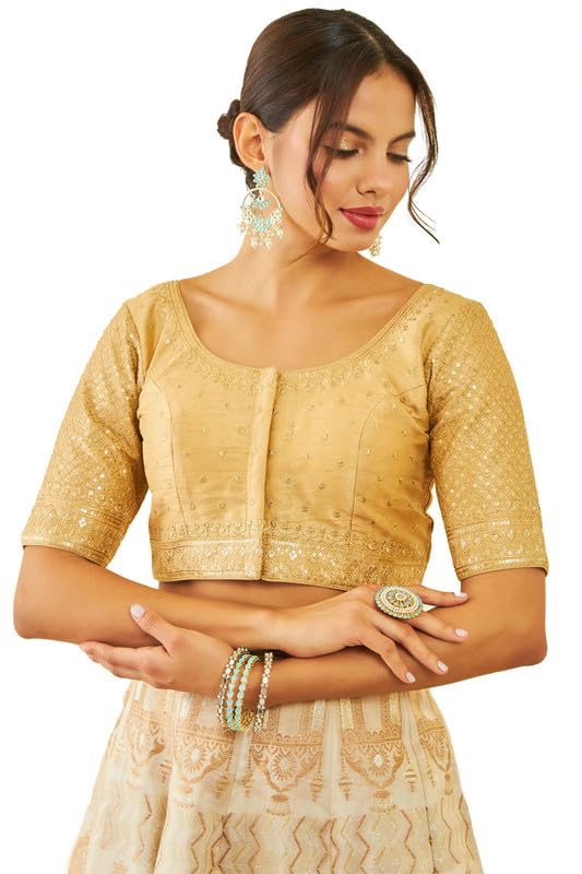 soch Women's Silk Solid Half Sleeve Regular Blouse-picture-14