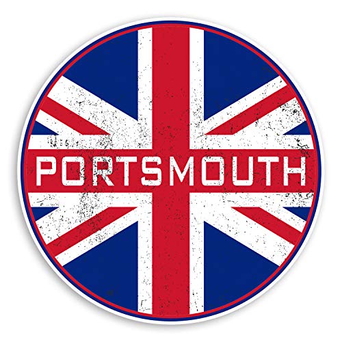 2 x 10cm Portsmouth England Vinyl Stickers - UK Flag Sticker Luggage #20620 (10cm Wide)