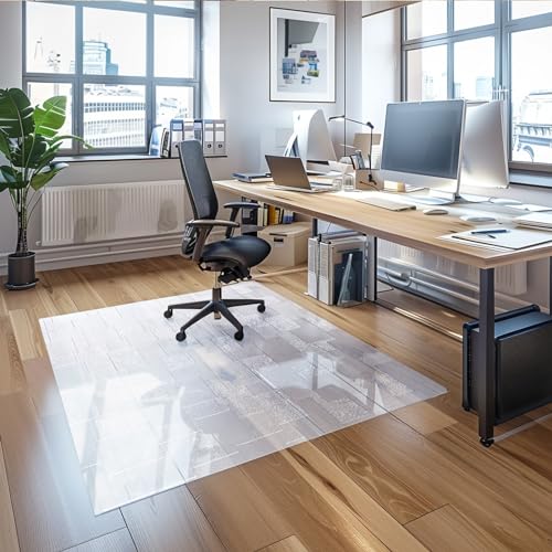 Chair Mat for Hardwood Floor, 63x51 inches Floor Mat Protector for Office Chair, Desk, Home, Frosted Pattern Rectangle Floors Protector