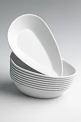 Kit de 5 Petisqueiras em Formato Petala Gota Branco Plástico Resistente 24x15x5cm 600ml para Petiscos Churrasco Festas e Frios