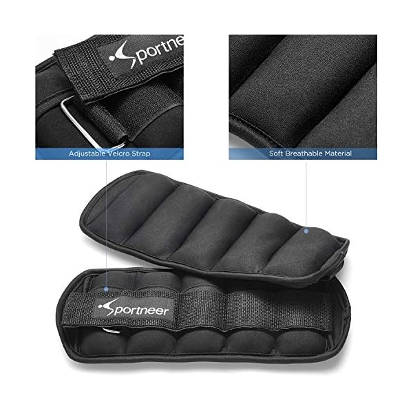 Sportneer Adjustable Weighted Ankle Weights Set 1 Pair 2 4 6 8 10 Lbs Leg Weight Straps for Women Men for Gym,Fitness, Workout,Walking, Jogging,1-5 lbs for Each Ankle, 1 Pair 2-10 lbs (Black)