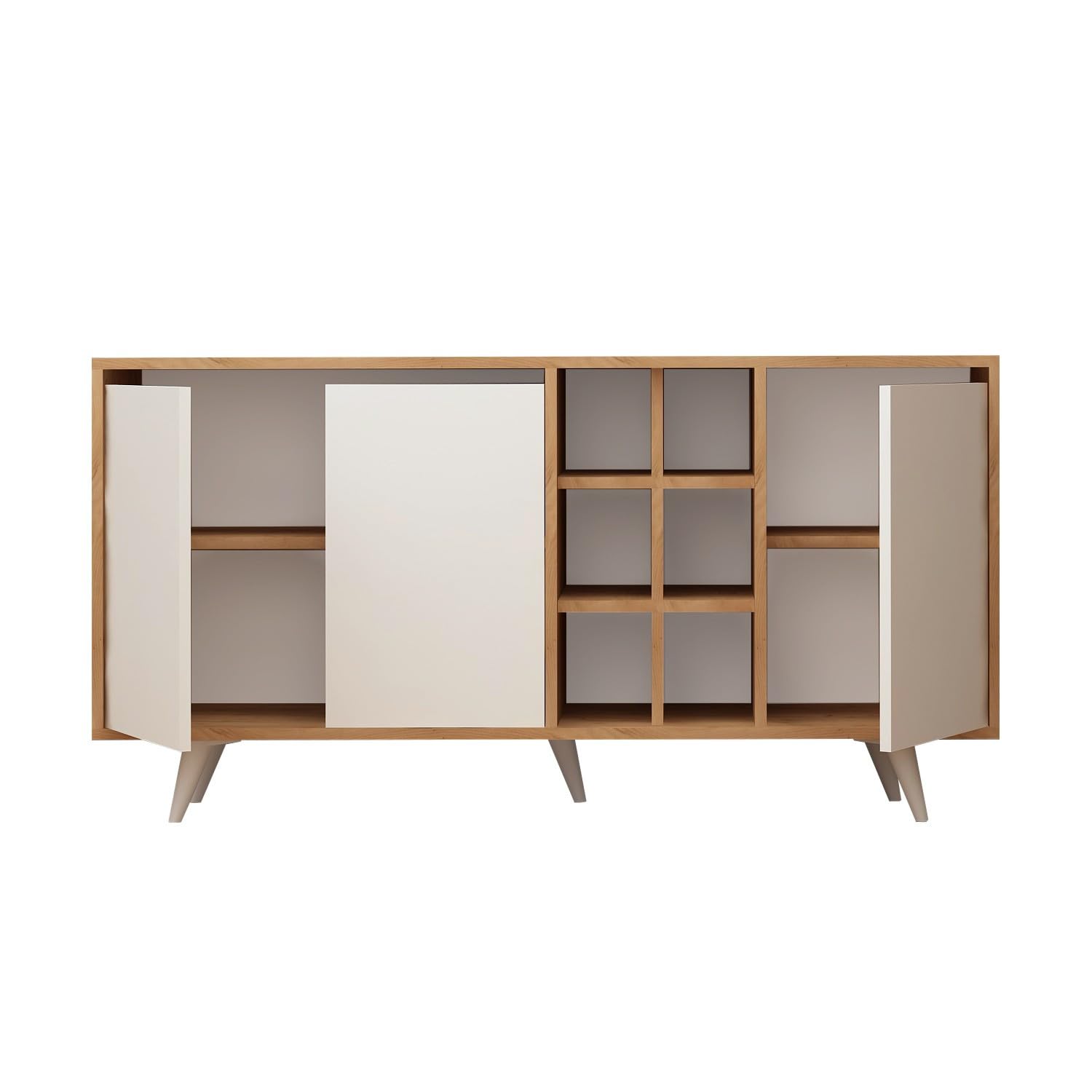 Deconation Console Meuble D entrée Bois Décor Chêne Et Blanc - L140 X H86 X P40 Cm - Moderne