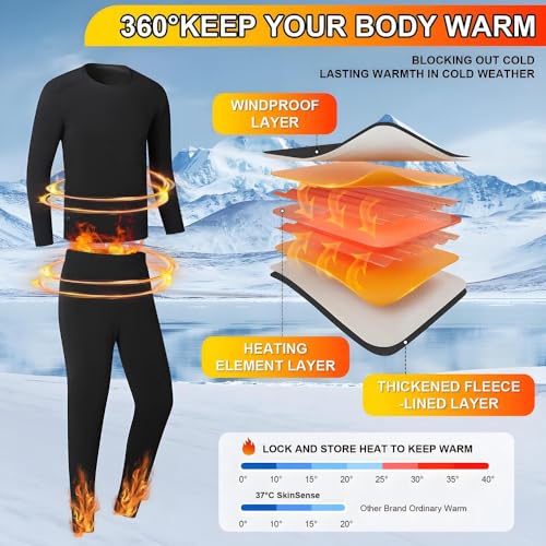 Heated Thermals Underwear Set for Men Women USB 42 Zone Intelligent Heated Winter ski Thermal Bottoms Tops & S-4XL4