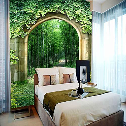 Papier Peint Toile Haute Résolution Forêt Bambous Verts 3D 300x210