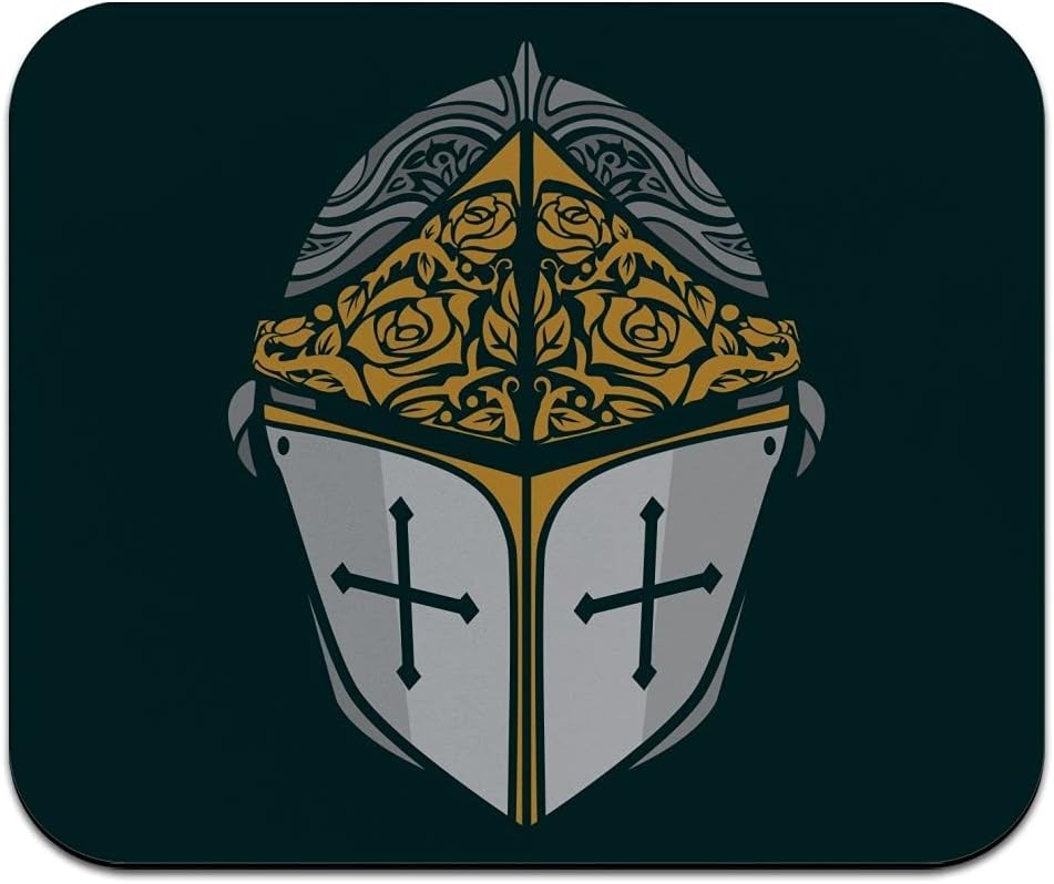 Knight Warrior Helmet Medieval Roses Templar Low Profile Thin Mouse Pad Mousepad