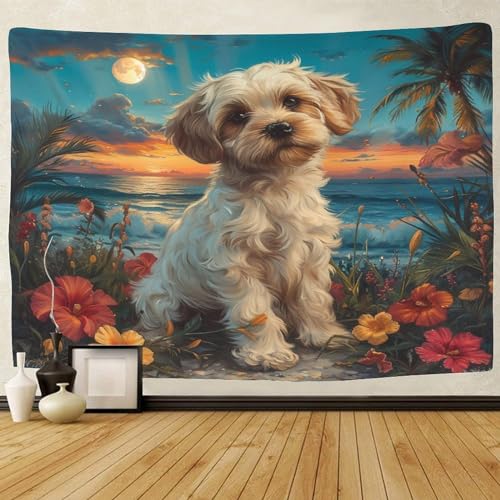 Tapiz de pared de perro tierno: decoración estética 3D para tu hogar 2