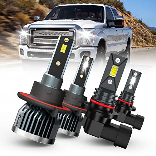 SPBRTBUB fit for (2005-2020) FORD F-250 / F-350 / F-450 / F-550 LED Bulbs combo, 9008/H13 High & Low Beam + 9145 LED Fog Light Bulbs, Pack of 4