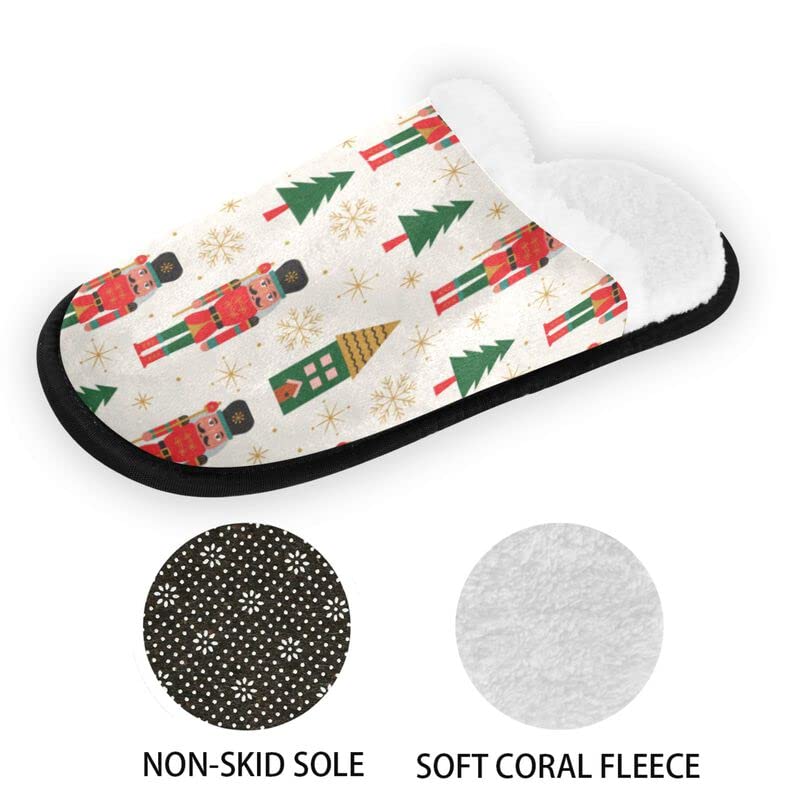 VIGTRO Women's Fuzzy Slippers Christmas Nutcracker Anti-Skid Indoor Slippers Design Soft Coral Fleece Slippers Cozy Memory Foam Slippers3