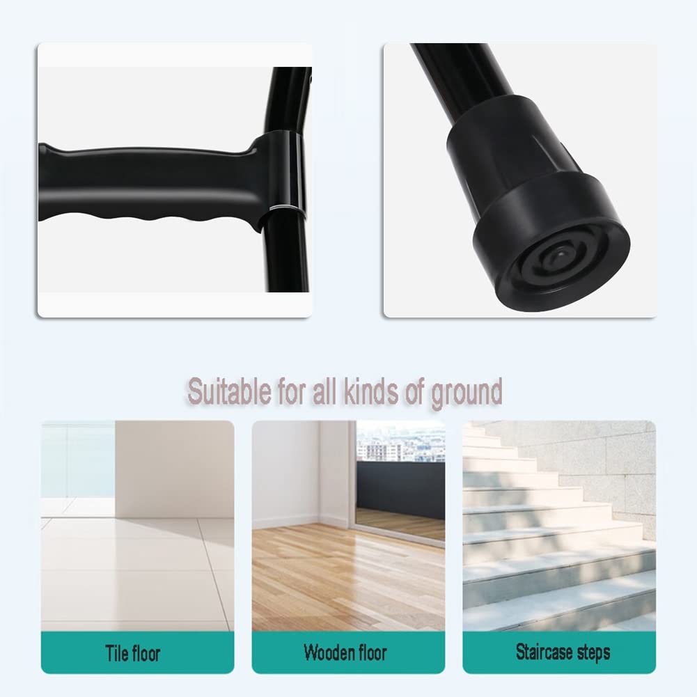 Stampelle Ortopediche Adulto, Stampella Regolabile, (2 unità), Nero, Altezza Applicabile: 140-180cm