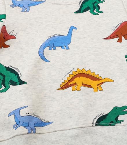 Image of LOKTARC Toddler Boys Graphic Crewneck Sweatshirts 2-Pack, Sizes 2T-7 | Cotton Blend French Terry, Dinosaur, Construction and Shark Graphics, Ribbed Trim, Preschool Daycare Outdoor