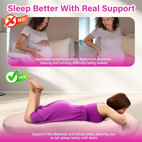 Image of Inflatable Pregnancy Pillow with Belly & Face Opening,Full Body Maternity Airbed for Stomach Sleeping,Portable Prone Support Bed for Expecting Moms,Portable & Includes Electric Pump Gray