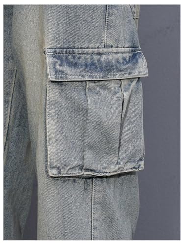Verdusa Men's Cargo Jeans Relaxed Outfits Straight Leg Denim Pants Vintage Jeans with Pockets 5