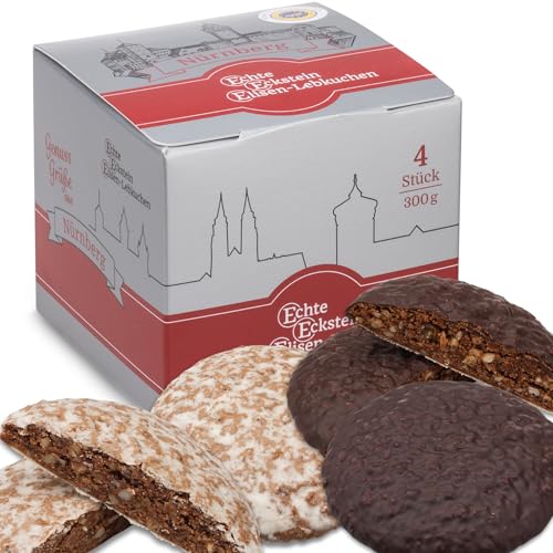 Nürnberger Elisen-Lebkuchen - 4 Stück gemischt - 300g - Echte Eckstein Elisenlebkuchen