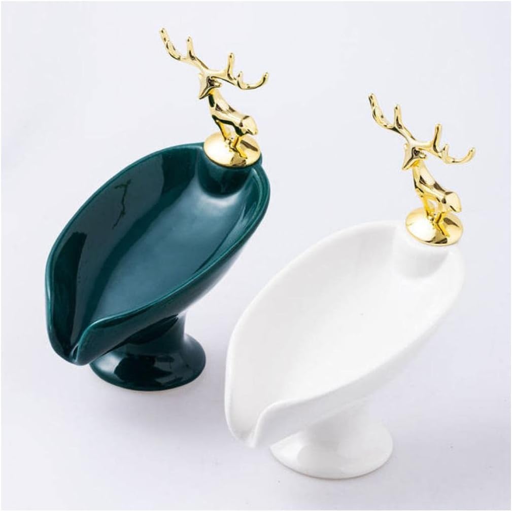 soap dish, Ceramics Drain Soap Dish Tray for Bathroom Shower Kitchen Sink Save Space And(Ab)