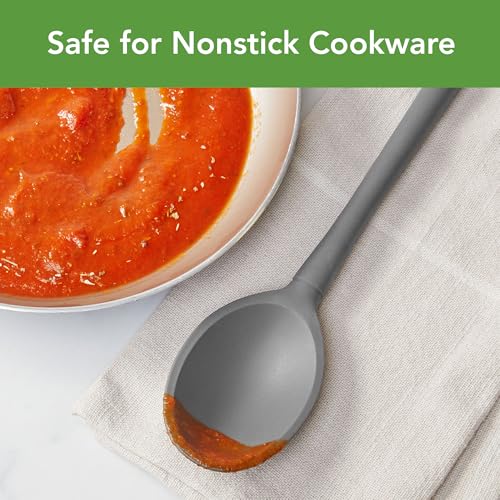 Image of Tovolo Flex Core Silicone Deep Spoon for Cooking Mixing Baking Serving, Dishwasher Safe BPA Free All Silicone Kitchen Mini Spoon Heat Resistant Nonstick Safe Serving Spoon, Charcoal Gray