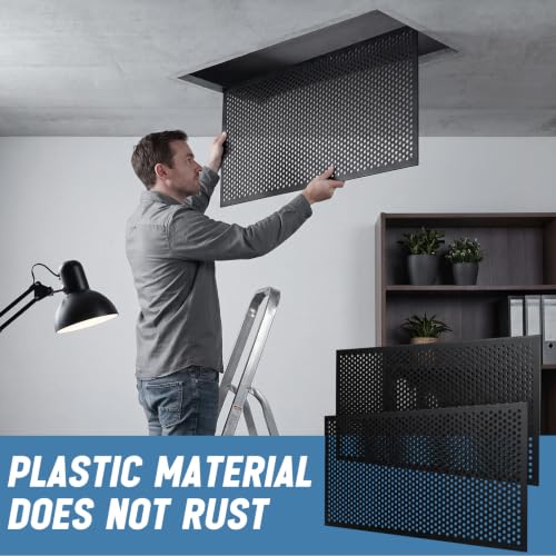 Image of DoubleFill 2 Pack 2' x 4' Plastic Perforated Tiles with 1 /2 inch Holes 24 inch x 48 inch Black Drop Ceiling Tiles Plastic Ceiling Grid Covers