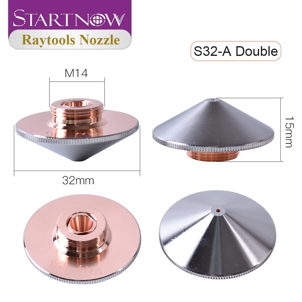 Startnow Raytools Buse de découpe laser à fibre originale pour BM109 BT210S Tête de coupe D32mm Buses laser à double couche simple (S32-A double couche 2.0, 10 pièces)