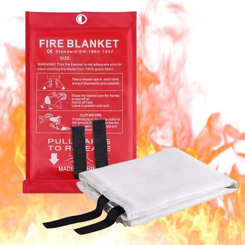 Couverture d'extincteur - Couvertures anti-feu pour étouffer un feu de cuisine - Couverture anti-feu pour personnes, couverture anti-incendie 1 x 1 m pour cuisine, maison, graisse, voiture, camping, b