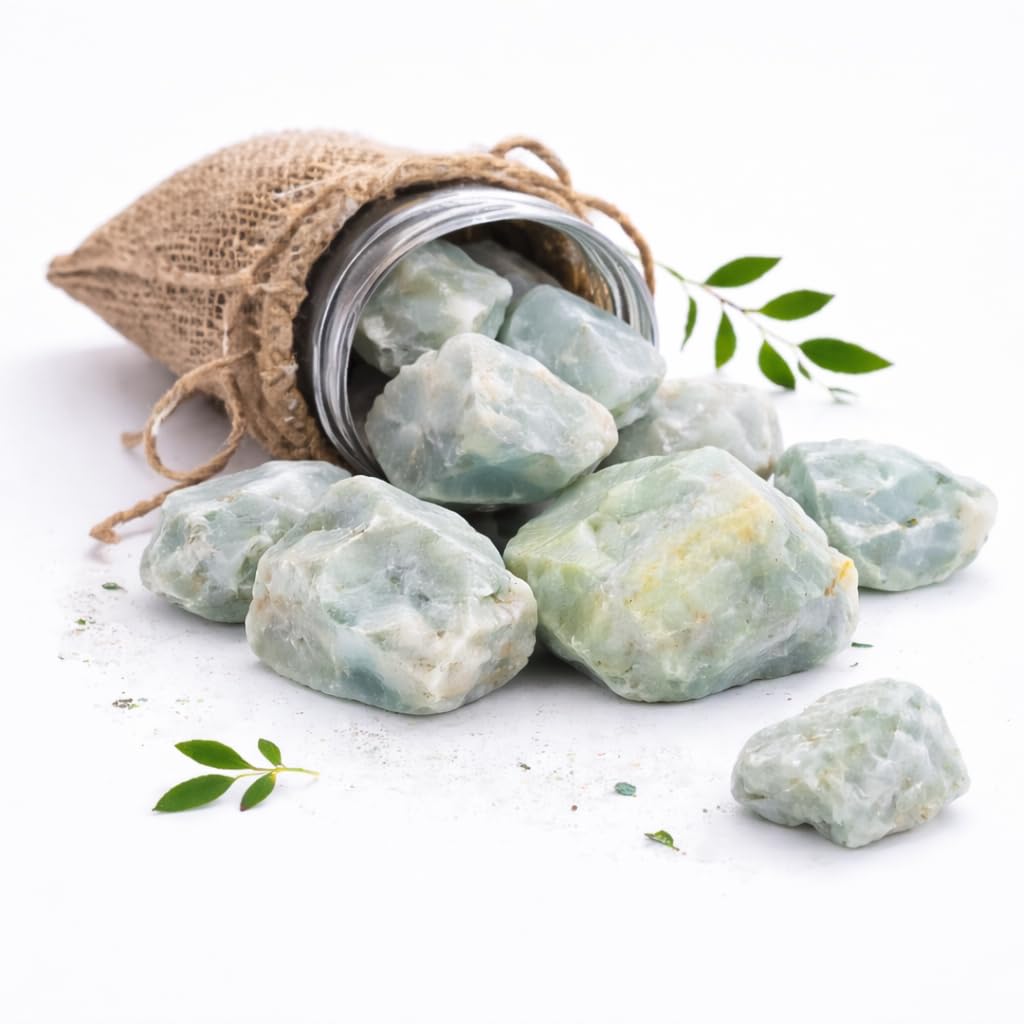 Crocon 2LB Aquamarine Rough Bulk Natural Stone Raw Gemstone Tumbling Cabbing Polishing Mining Chakra Balancing Reiki Healing Good Luck Home Office