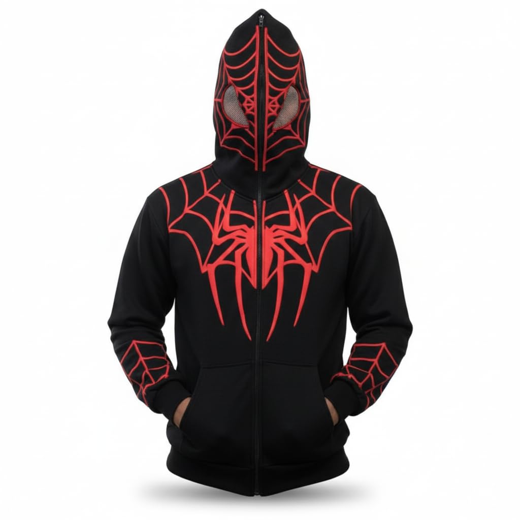 Trendy Style Hoodie with Mask | Streetwear Oversized Pullover Sweatshirt | Winter Casual Wear for Men & Women | Unisex Black Superhero Hoodie for Boys & Girls