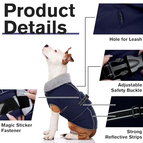 Image of Lelepet Dog Jackets for Medium Dogs Waterproof Dog Coat with Adjustable Fit | Reflective Fleece Vest with Adjustable Buckle Hook & Loop Windproof Cold Weather Coats for Small Medium Large Dogs, Beagle, L