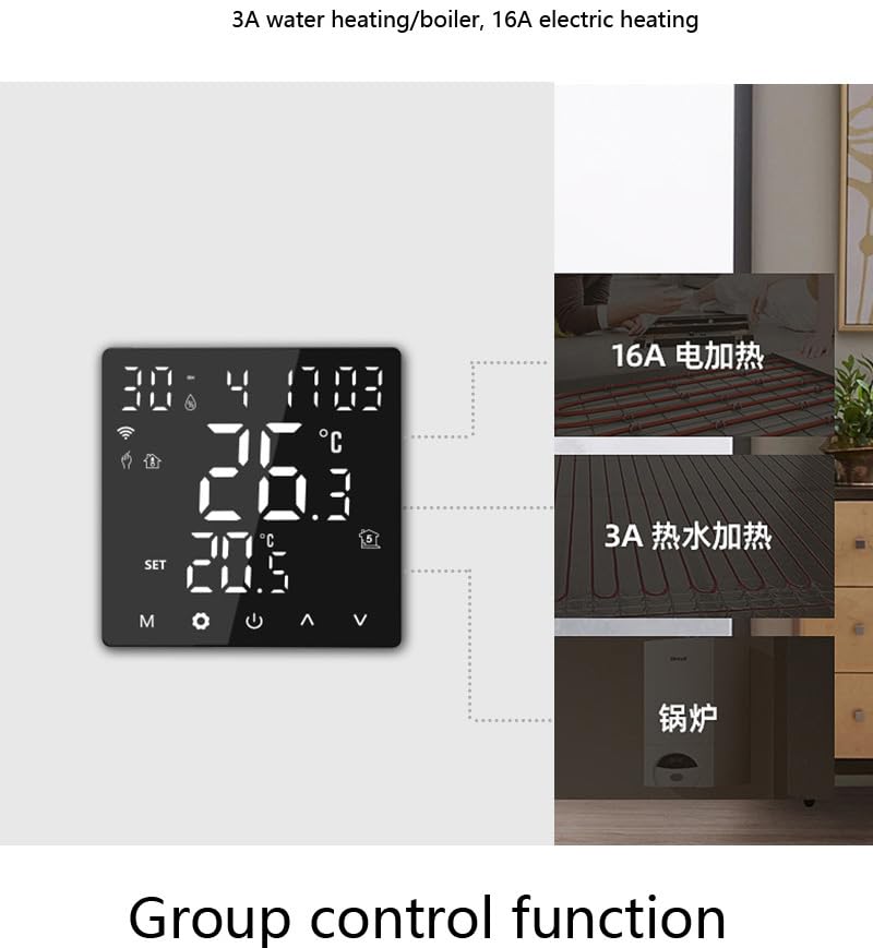 Zigbee Thermostat intelligent pour chauffage électrique au sol, programmable, économie d'énergie, application et commande vocale et télécommande, hub requis, fonctionne avec Alexa, 16 A.