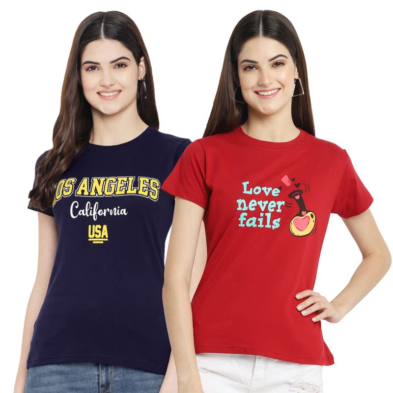 Image of Preneum Women's Letter Print Regular Fit T-Shirt