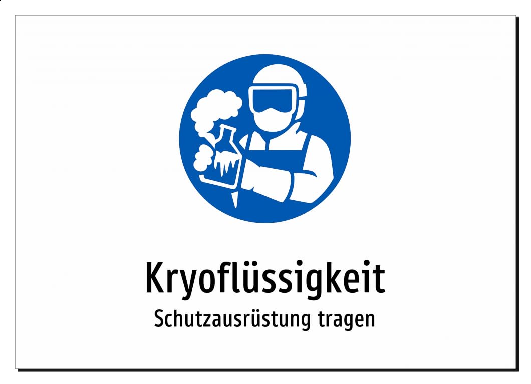 36490-DE-S-08 | Kryoflüssigkeit - Schutzausrüstung tragen | Aluminiumschild A3, 420 x 297mm | mit Symbolgrafik und Text
