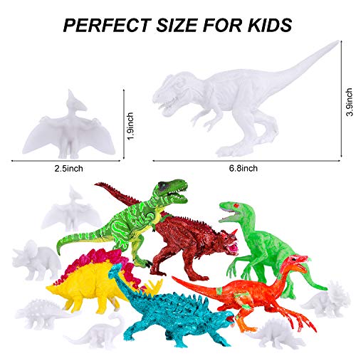TEPSMIGO Kids Painting Kit Crafts and Art Set, 6 Large Dinosaurs,6 Small Dinos,Kids DIY Crafts Supplies Washable Dinosaur Painting Toys, Educaional Toys Gift for Boys Girls