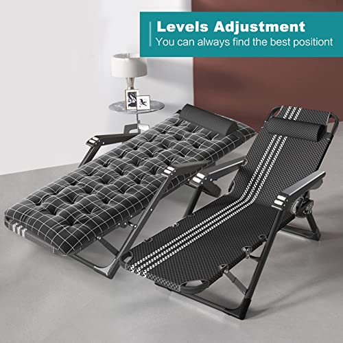 Lilypelle Folding Outside Chaise Lounge Chair With Mattress, 5 Position Adjustable Patio Folding Lounge Chair Reclining Chairs Perfect For Sunbathing, Camping, Pool, Beach, Patio #TOP4