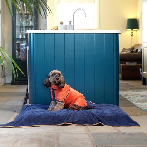 Lucky Paws® Hundebademantel – doppellagiger, Ultra-absorbierender & luxuriös weicher Bademantel Hund – Hunde in Minuten trocknen – Hundehandtuch & Hunde Bademantel in 1 (XL, Bernstein)