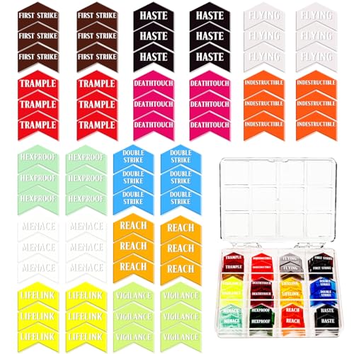 72 Pieces MTG Keyword Counters with Box for Magic The Gathering Colored MTG Creature Stats Buff Tokens MTG Gift Accessories (Keyword Counters)