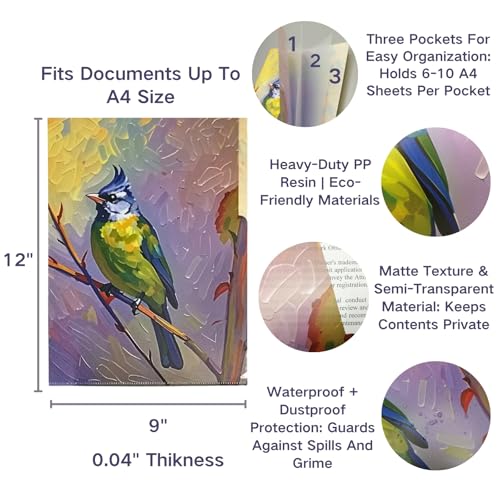 Image of L-Shaped 3-Pocket Document Folder, 4-Pack, Waterproof Art Cover