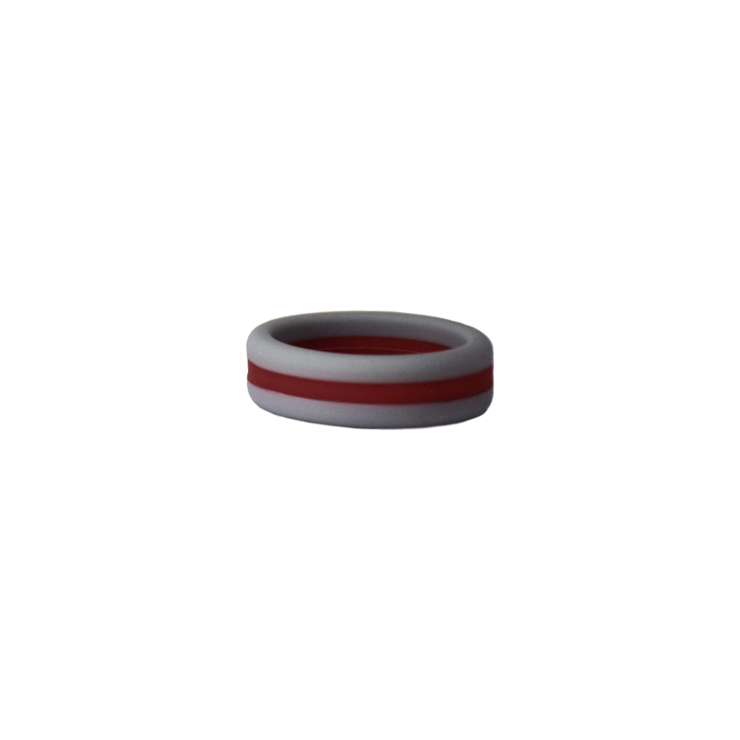 Lifebeats Grey and Maroon Stripe Silicone Ring Size 13