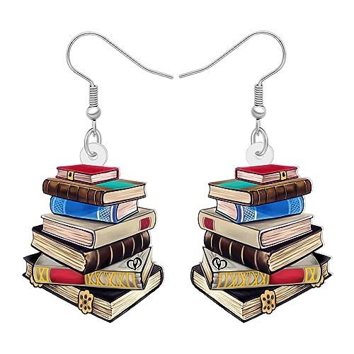RAIDIN Acryl süßen Regenbogen Bleistift Buch Lehrer baumeln Ohrringe für Damen Mädchen bunte Lehrer Anerkennung Schmuck Geschenke für zurück zu Schule Charms (Buch C)