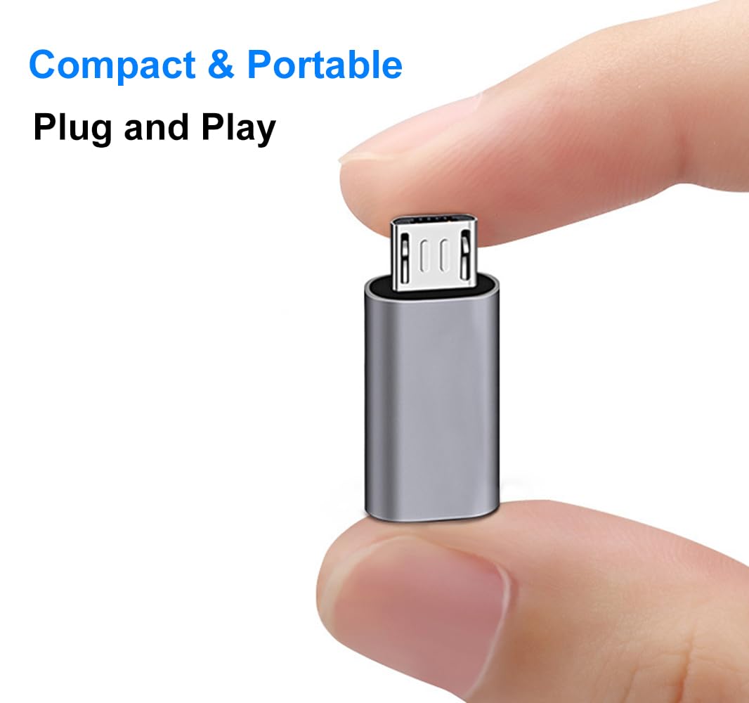 Adattatore USB C a Micro USB, Maschio a USB Tipo C Femmina Compatibile con Samsung Galaxy, Android, Tablet (Grigio)