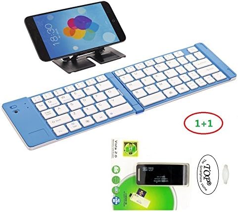 TOP Quality Folding Wireless Bluetooth Keyboard Case for Samsung Galaxy S3 i9300, Galaxy S4, i9500, S5/S6/S7/S8, Galaxy Note II/2, Galaxy Note III/3 , Note IV/4, Note V/5, Note 6, Note 7/8, Bluetooth Keyboard, Laptop Keyboard, iPad 2/3/4/5/6/7/8 Wireless Bluetooth Keyboard, Foldable Bluetooth Keyboard for Galaxy Note Android, iOS, Windows and Other Any Tablet and Phones. 6~10 Days Fast Delivery. (Blue/Silver)