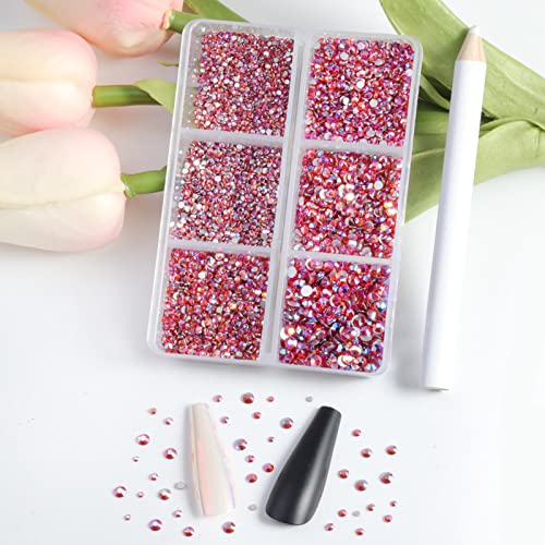 Image of Beadsland 7200pcs Flatback Rhinestones,Orange AB Rhinestone Nail Gems Round Crystal Rhinestones for Crafts,Mixed 6 Sizes with Wax Pencil Kit, SS3-SS10,Hyacinth AB | Glass Nail Gems, Round Crystal, With Wax Pencil Kit, SS3-SS10, Orange AB