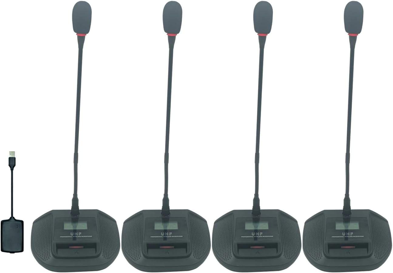 Wireless Gooseneck Microphone for Desktop Conferencing,USB Receiver Distance up to 132 Feet,Plug-and-Play,Compatible with a Variety of System Software,Suitable for Skype,YouTube,Streaming