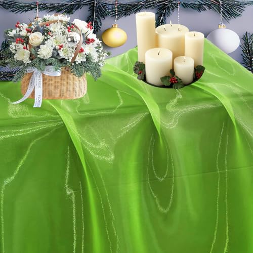 Image of mds Pack of 5 Yard Bridal Solid Sheer Organza Fabric Bolt Dress,Fashion, Crafts, Decorations Silky Shiny Organza 44 inch- Apple Green