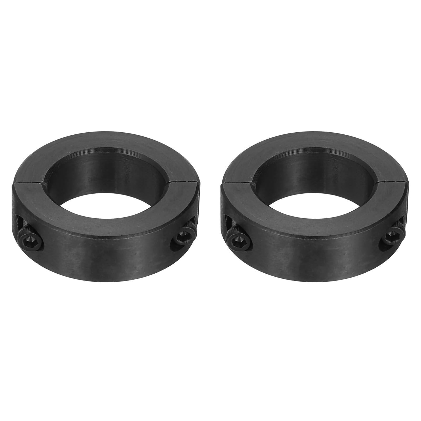 2pcs Double Split Shaft Collars 20mm Bore, Two-Piece Clamping Collar 32mm OD 10mm Thickness Carbon Steel Lock Collar Clamp with Set Screws (Black Oxide)