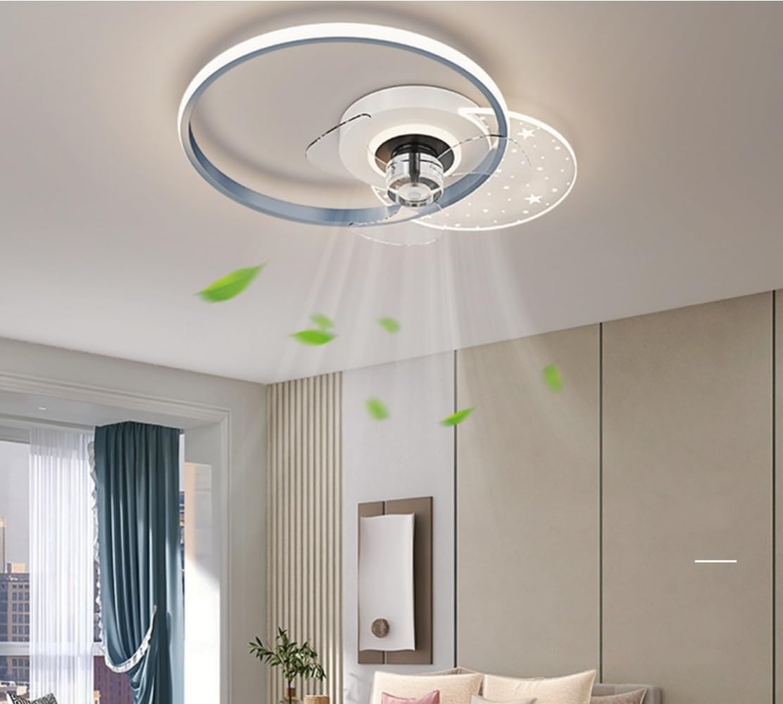 HXYSXHJUO Ceiling fan light LED for Room Mute Invisible Romantic Bedroom Restaurant Kitchen Fan Lights 50CM Black/Gold/Gray (Gray)