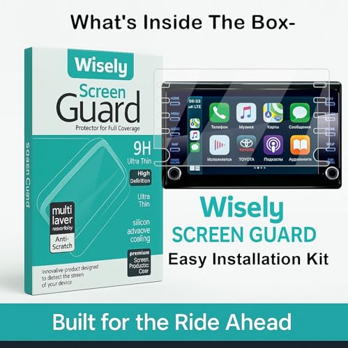 Image of Wisely Premium Screen Guard for Toyota Innova Crysta 2023 GX V-X ZX FACELIFT 8-Inch Display Car Infotainment System Protector Accessories, Touch Responsive, HD Clear, Easy Installation