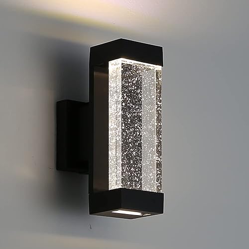 Cerdeco Lámpara de pared moderna de burbujas de cristal, pintada en negro mate, 12 W 3000 K, luz blanca cálida